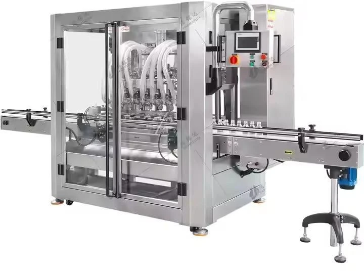 ماكينة تعبئة السوائل اللزجة اتوماتيك 8 روؤس نظام سيرفو