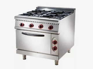 Gas Stove with Oven – 4 Burners Stainless Steel